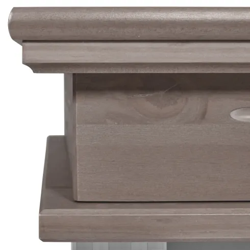 Comodino con Cassetto per Camera da Letto in Legno Bianco Grigio