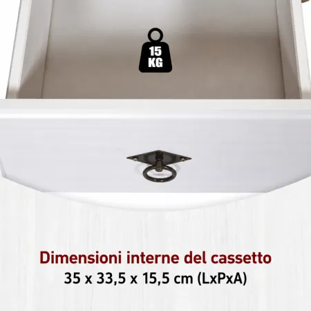 Comodino con Cassetto per Camera da Letto in Legno Bianco Grigio