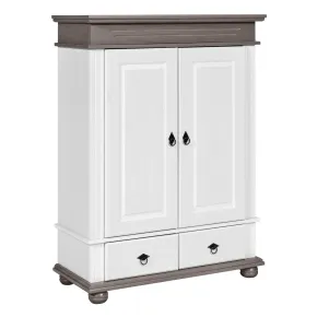 Armadio a 2 Ante con 2 Cassetti Camera da Letto in Legno Bianco Grigio