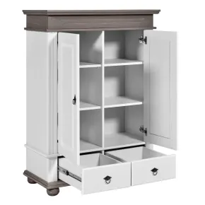 Armadio a 2 Ante con 2 Cassetti Camera da Letto in Legno Bianco Grigio 2