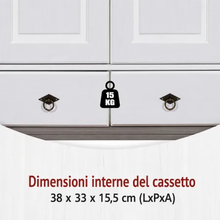 Armadio a 2 Ante con 2 Cassetti Camera da Letto in Legno Bianco Grigio