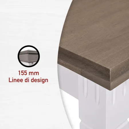 Tavolo da Pranzo Bianco Grigio 160x90x77 cm in Legno Massello