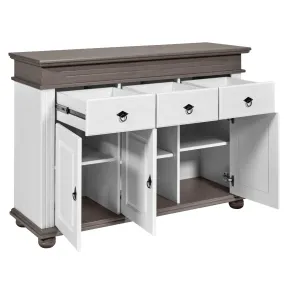 Credenza da Cucina in Legno Massello Bianco Grigio 3 Ante 3 Cassetti 2