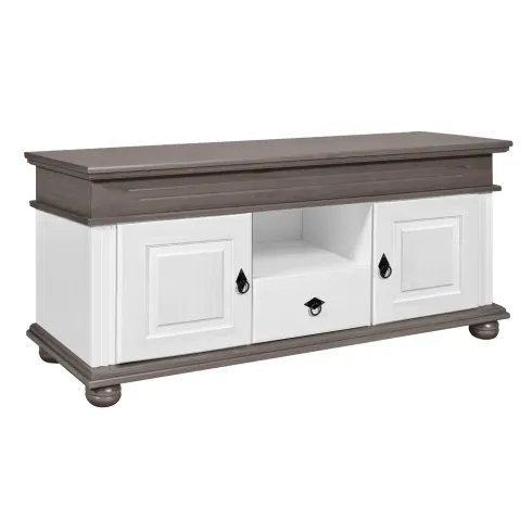 Mobile Porta TV con 2 Ante Cassetto Legno Bianco Grigio da Soggiorno