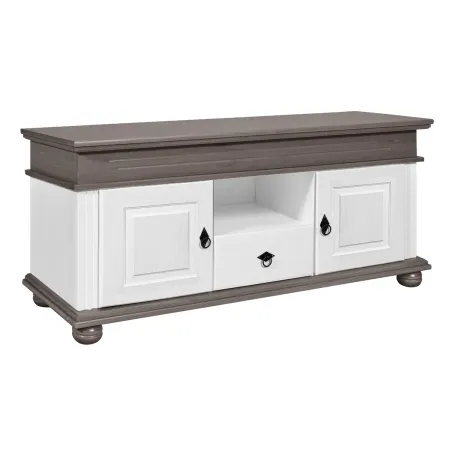 Mobile Porta TV con 2 Ante Cassetto Legno Bianco Grigio da Soggiorno