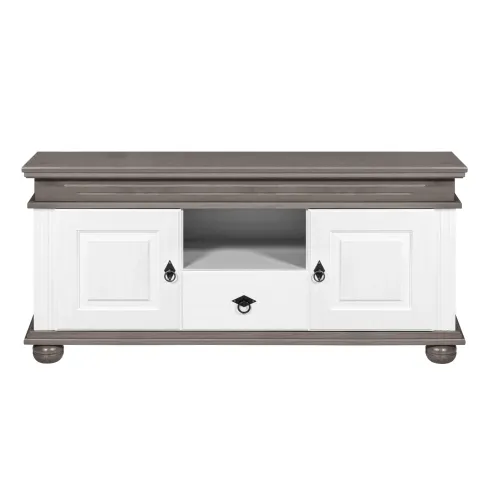 Mobile Porta TV con 2 Ante Cassetto Legno Bianco Grigio da Soggiorno