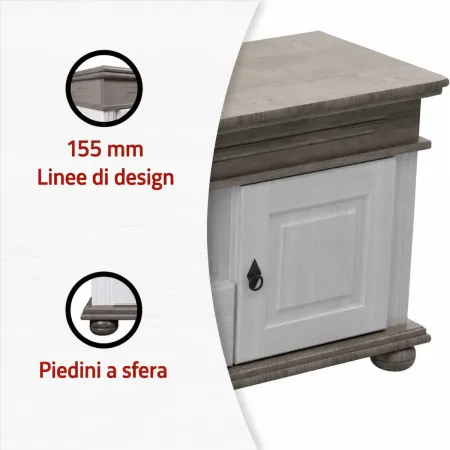 Mobile Porta TV con 2 Ante Cassetto Legno Bianco Grigio da Soggiorno