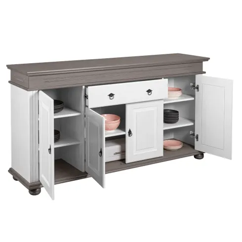 Madia 4 Ante con Cassetto Legno Bianco Grigio Credenza da Soggiorno