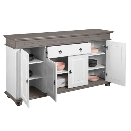 Madia 4 Ante con Cassetto Legno Bianco Grigio Credenza da Soggiorno
