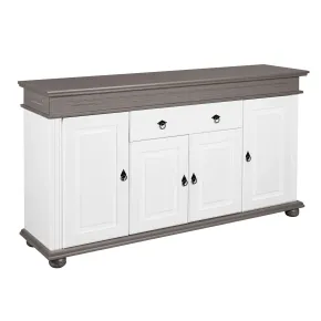 Madia 4 Ante con Cassetto Legno Bianco Grigio Credenza da Soggiorno