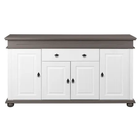 Madia 4 Ante con Cassetto Legno Bianco Grigio Credenza da Soggiorno