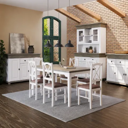 Madia 4 Ante con Cassetto Legno Bianco Grigio Credenza da Soggiorno