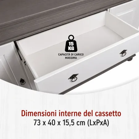 Madia 4 Ante con Cassetto Legno Bianco Grigio Credenza da Soggiorno