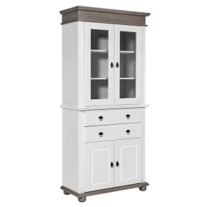 Vetrina Credenza in Legno Bianco Grigio con 4 Ante da Soggiorno Cucina