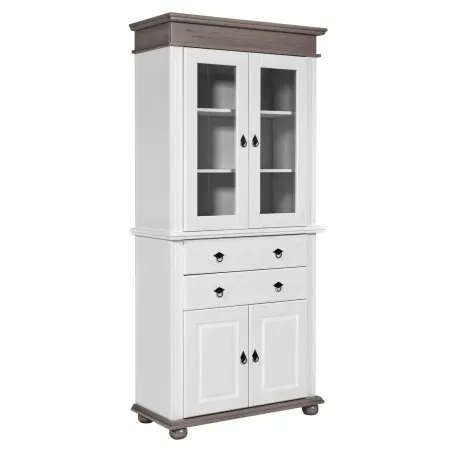 Vetrina Credenza in Legno Bianco Grigio con 4 Ante da Soggiorno Cucina