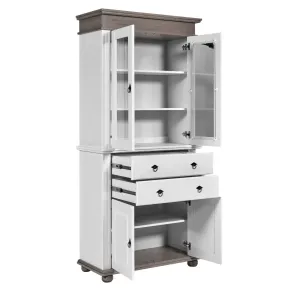 Vetrina Credenza in Legno Bianco Grigio con 4 Ante da Soggiorno Cucina 2
