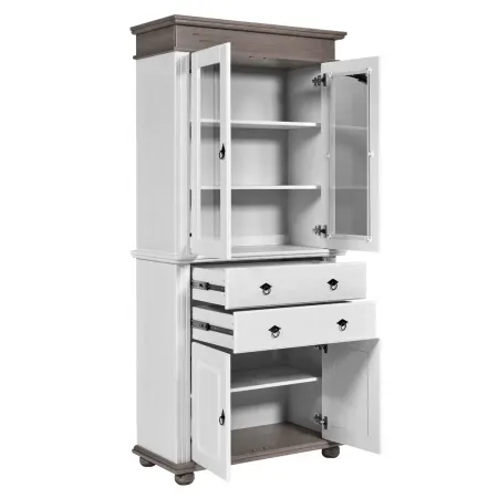 Vetrina Credenza in Legno Bianco Grigio con 4 Ante da Soggiorno Cucina