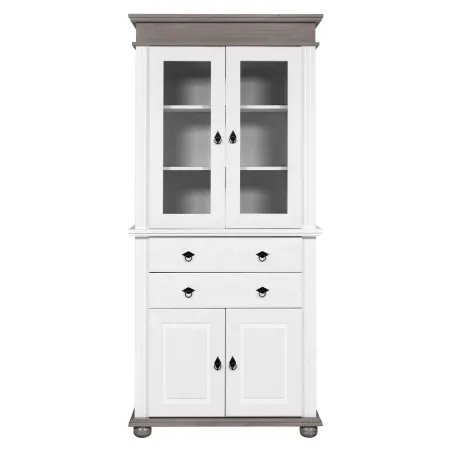 Vetrina Credenza in Legno Bianco Grigio con 4 Ante da Soggiorno Cucina