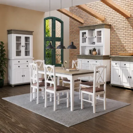 Vetrina Credenza in Legno Bianco Grigio con 4 Ante da Soggiorno Cucina