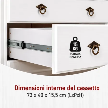 Vetrina Credenza in Legno Bianco Grigio con 4 Ante da Soggiorno Cucina