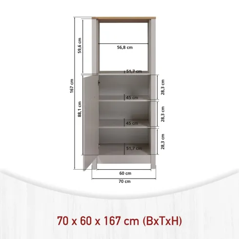 Colonna Cucina per Frigo Forno Mobile Beige Rovere Anta Reversibile