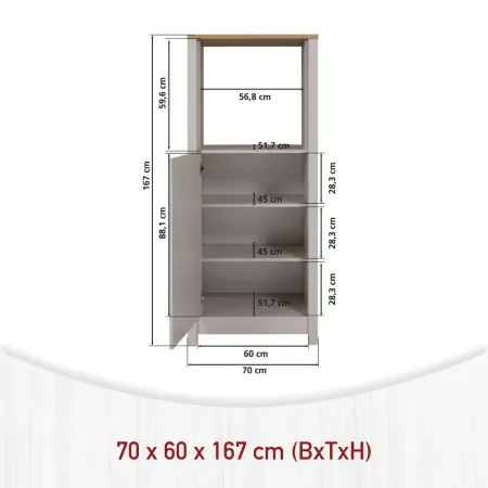 Colonna Cucina per Frigo Forno Mobile Beige Rovere Anta Reversibile