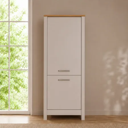 Colonna Cucina per Frigo Freezer Mobile Beige Rovere 2 Ante Reversibili