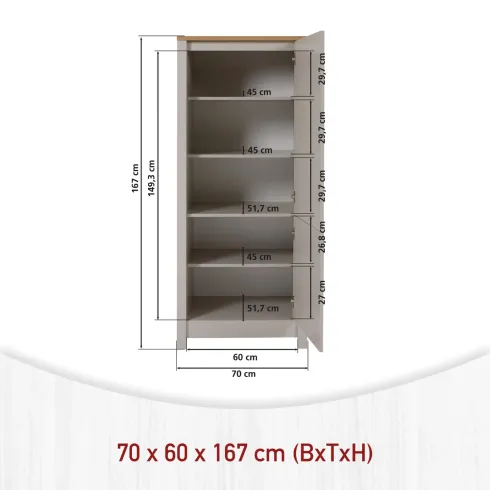 Colonna Cucina per Frigo Freezer Mobile Beige Rovere 2 Ante Reversibili