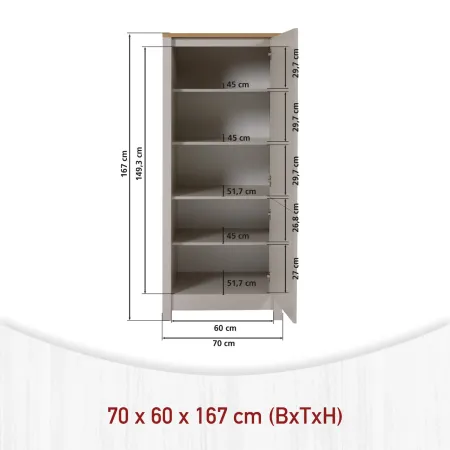 Colonna Cucina per Frigo Freezer Mobile Beige Rovere 2 Ante Reversibili
