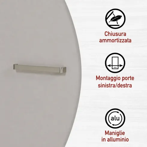 Colonna Cucina per Frigo Freezer Mobile Beige Rovere 2 Ante Reversibili