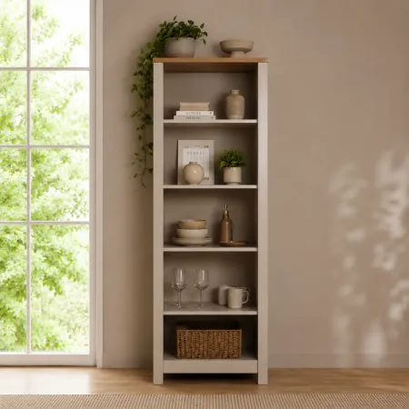 Mobile Scaffale Cucina Aperto con 4 Ripiani Regolabili Beige Rovere