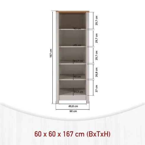 Mobile Scaffale Cucina Aperto con 4 Ripiani Regolabili Beige Rovere