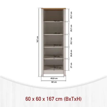 Mobile Scaffale Cucina Aperto con 4 Ripiani Regolabili Beige Rovere