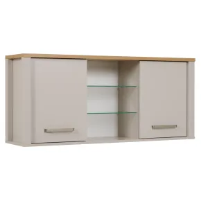 Pensile Cucina Beige Rovere con Ripiani in Vetro 2 Ante 130x33x57,5 cm