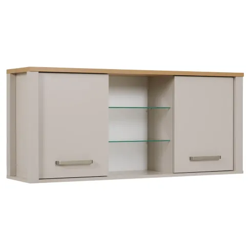 Pensile Cucina Beige Rovere con Ripiani in Vetro 2 Ante 130x33x57,5 cm