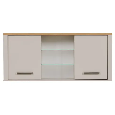 Pensile Cucina Beige Rovere con Ripiani in Vetro 2 Ante 130x33x57,5 cm