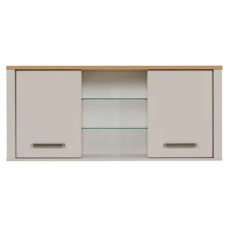 Pensile Cucina Beige Rovere con Ripiani in Vetro 2 Ante 130x33x57,5 cm
