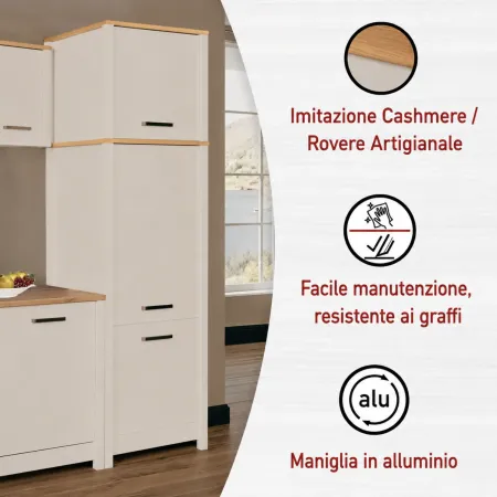 Pensile Cucina Singolo Beige Rovere con Anta Soft-Close 70x60x60,5 cm