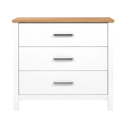 Cassettiera 3 Cassetti Soft-Close Bianco Rovere per Camera da Letto