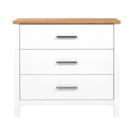 Cassettiera 3 Cassetti Soft-Close Bianco Rovere per Camera da Letto