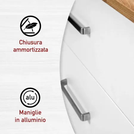 Cassettiera 3 Cassetti Soft-Close Bianco Rovere per Camera da Letto