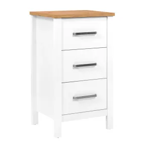 Cassettiera 3 Cassetti 53x45x92 cm Bianco Rovere per Camera da Letto