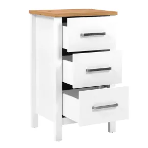 Cassettiera 3 Cassetti 53x45x92 cm Bianco Rovere per Camera da Letto 2
