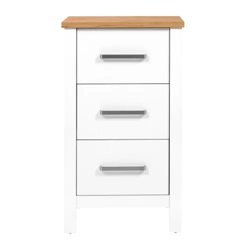 Cassettiera 3 Cassetti 53x45x92 cm Bianco Rovere per Camera da Letto