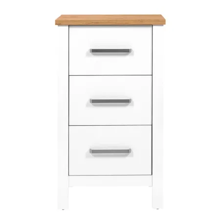 Cassettiera 3 Cassetti 53x45x92 cm Bianco Rovere per Camera da Letto