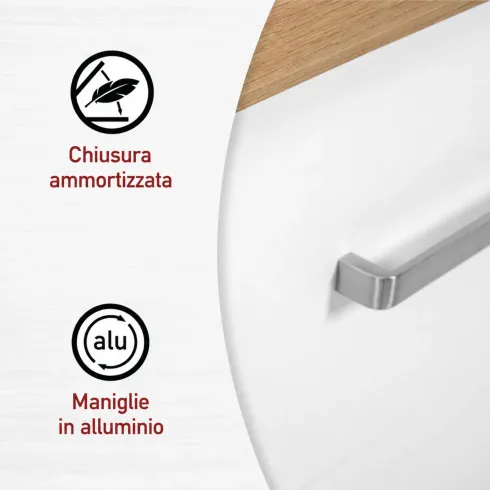 Cassettiera 3 Cassetti 53x45x92 cm Bianco Rovere per Camera da Letto