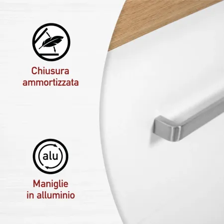 Cassettiera 3 Cassetti 53x45x92 cm Bianco Rovere per Camera da Letto