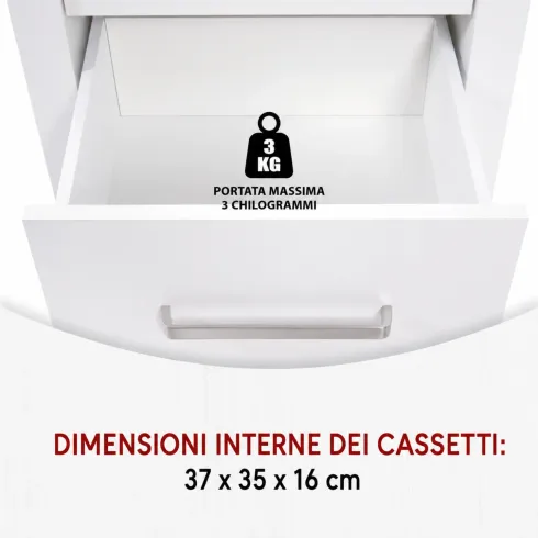 Cassettiera 3 Cassetti 53x45x92 cm Bianco Rovere per Camera da Letto