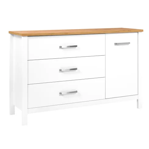 Madia Credenza 3 Cassetti 1 Anta Bianco Rovere Camera Soggiorno