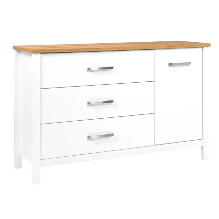 Madia Credenza 3 Cassetti 1 Anta Bianco Rovere Camera Soggiorno